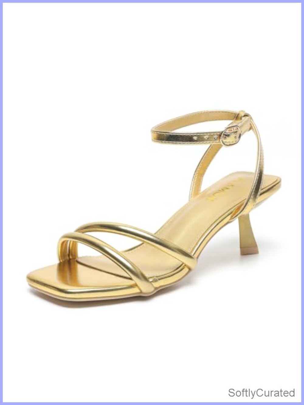 Kitten Heels Two Strap Ankle Strap Open Toe Dress Sandals